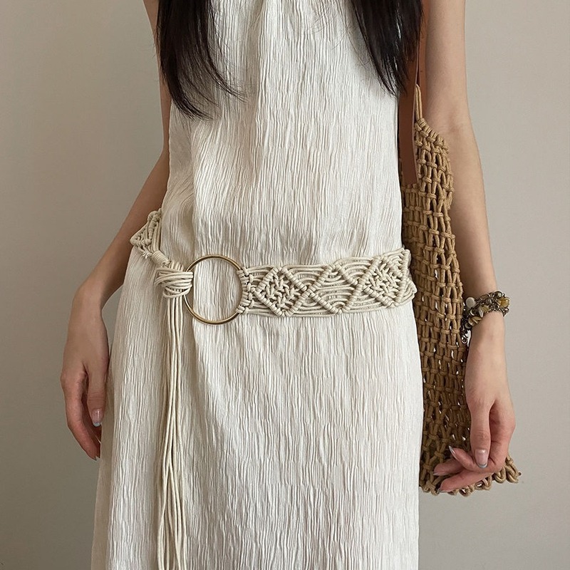 Bohemian braided ethnic style waist rope for women 2024 new style with dress sub-tie waist chain high-end