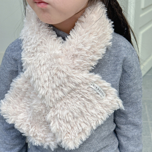 Fur yarn cross scarf is very warm, widened and upgraded version of furry scarf, winter warm imitation fur fur scarf