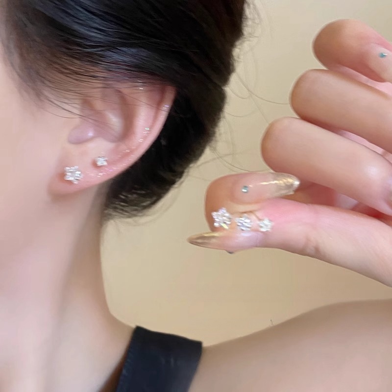 s925 silver needle zircon star earrings for women sleeping without picking pierced earrings high-end small and exquisite earrings trendy