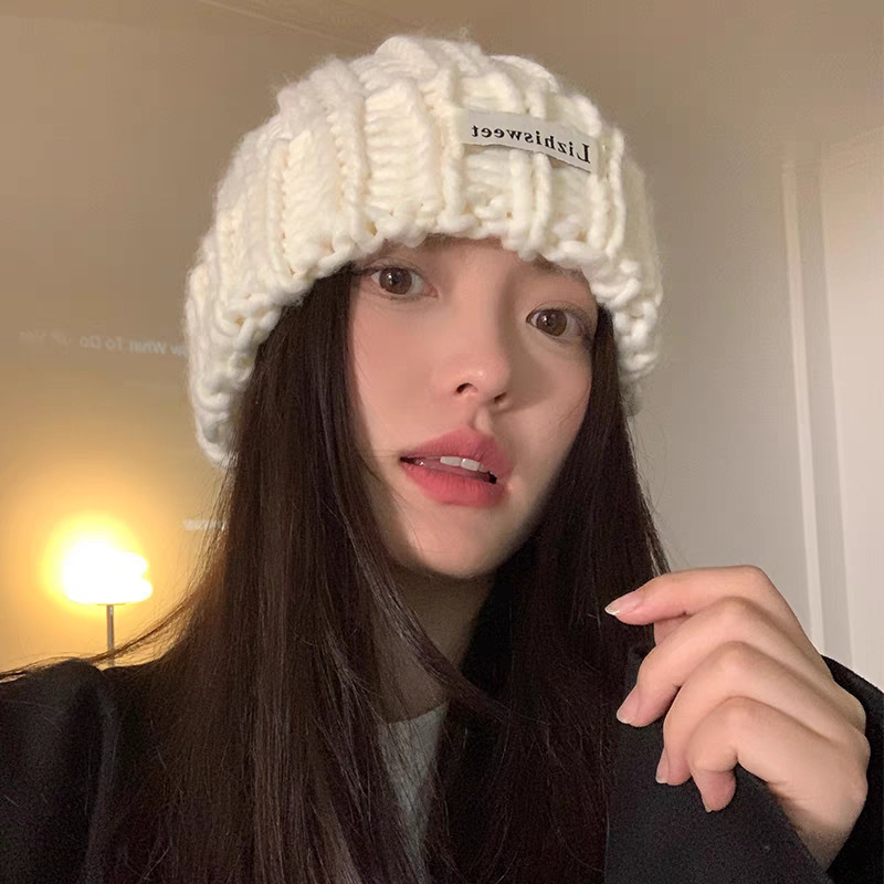 Large head circumference hat winter women's face-showing small woolen hat warm ear protection knitted hat Korean style all-match cold hat pile hat