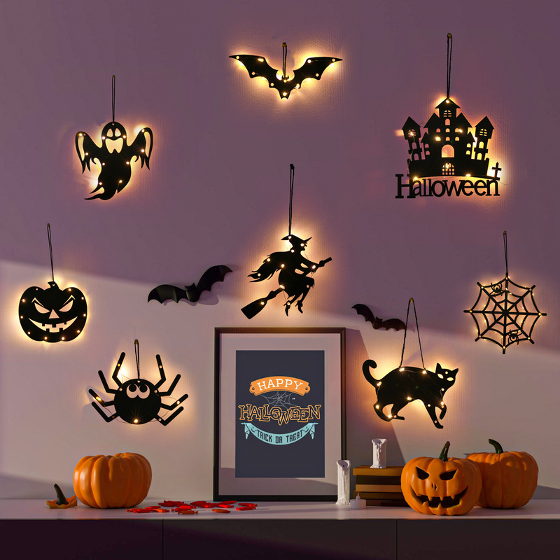 Halloween luminous decoration Halloween pumpkin party props halloween party pendant hanging spider web