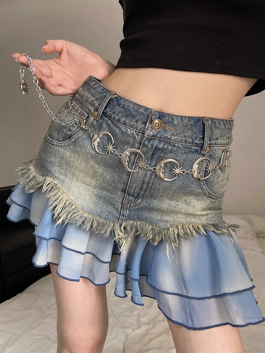 Retro ethnic style metal waist chain decoration with skirt new versatile thin belt Korean style ins style