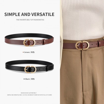 Women's Genuine Leather Belt Trendy Versatile Pants Belt Letter Pin Buckle Jeans High-end Belt for Women