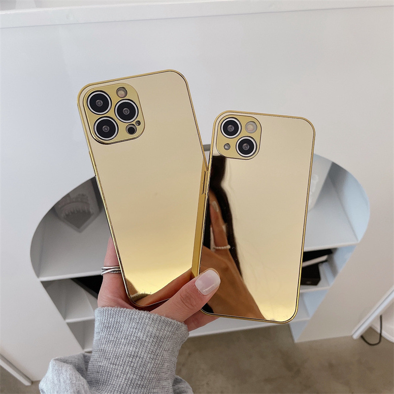 Suitable for iPhone16ProMax electroplated mirror phone case Apple 15Pro all-inclusive 14 anti-fall 13 protective cover
