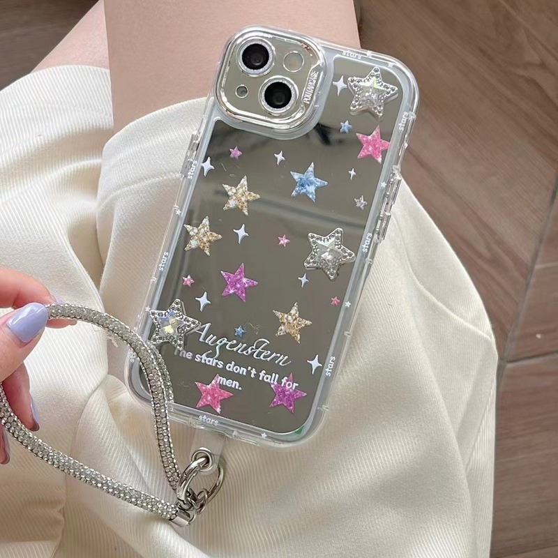 Tianku ins mirror three-dimensional stars suitable for iPhone14 mobile phone case 15ProMax Apple 12/13 girl 15