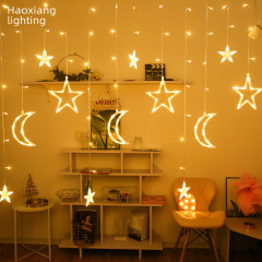 LED star and moon curtain lights factory direct supply lanterns full of stars Christmas warm romantic holiday decoration shining stars