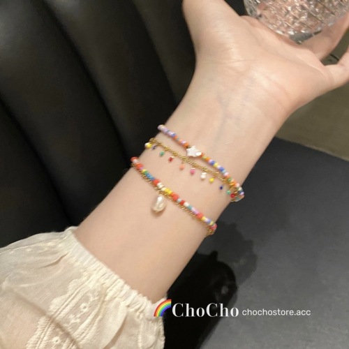2024 New Dopamine Color Beaded Bracelet Women’s Niche Design High-end Summer Versatile Hand Accessories