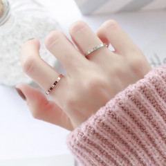 Japanese and Korean version of titanium steel rose gold diamond ring internet celebrity male and female couple gold pair ring index finger one diamond ring