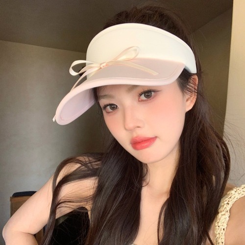 Summer hat women's ice silk bow sunscreen empty top hat dopamine color sun hat outdoor cycling sun hat