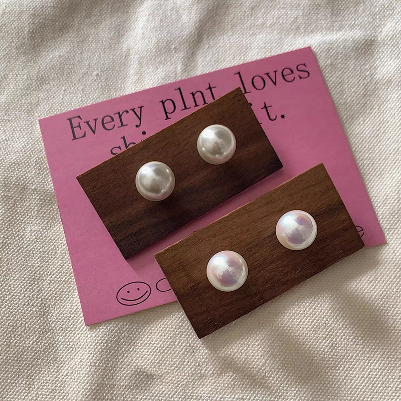 Blogger's same Hong Kong style retro high-end Shijia pearl earrings for women s925 sterling silver needle niche versatile earrings