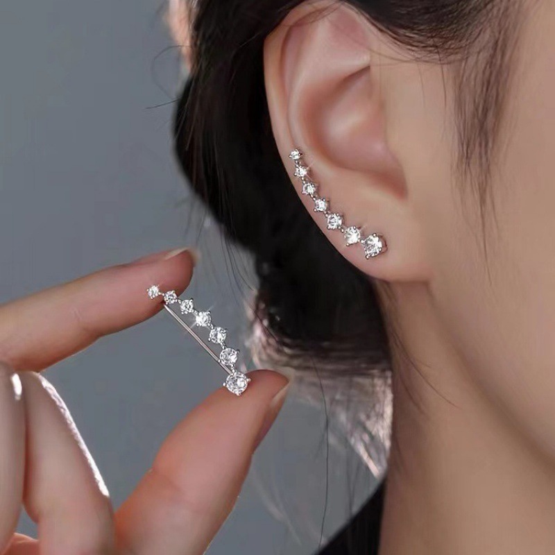 Big Dipper Zircon Earrings Luxurious and High-end Diamond Earrings Caterpillar Earrings
