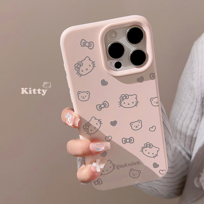 Cute ins pink cat iphone14 apple phone case 16 cartoon 13 silicone 12 suitable for 15pro max soft