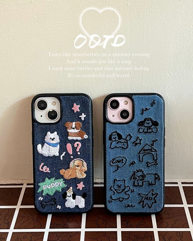 Japanese and Korean embroidered cowboy animals suitable for Apple 15promax mobile phone case iPhone14 all-inclusive 13 women 12