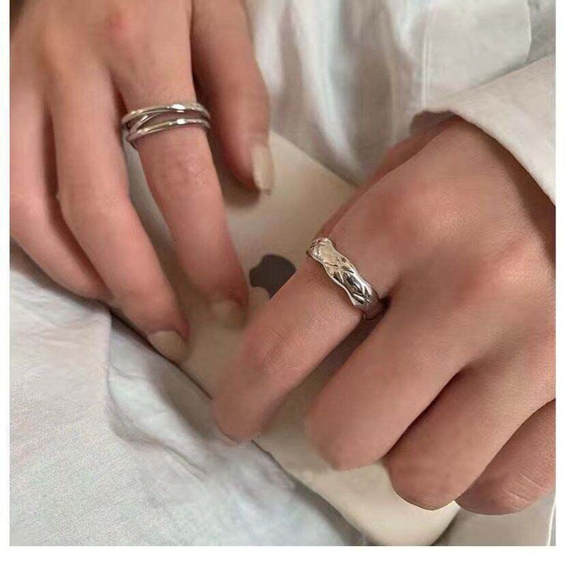 Opening adjustable INS cool style geometric ring irregular fashionable index finger knuckle ring 8-digit little finger tail ring