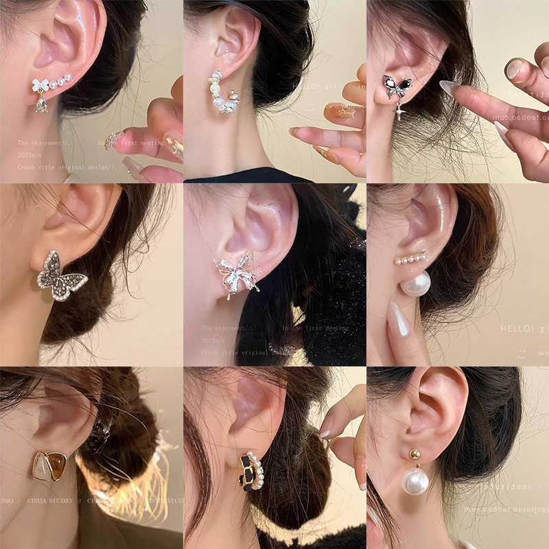 Korean light luxury high-end niche pearl earrings ins style earrings internet celebrity retro simple earrings