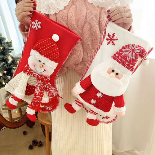 Christmas decorations knitted three-dimensional old man snowman gift bag Christmas tree decoration candy bag