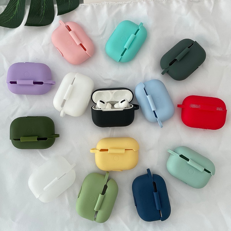 Suitable for Apple Bluetooth headset silicone protective cover airpods pro conjoined solid color simple airpodsPRO