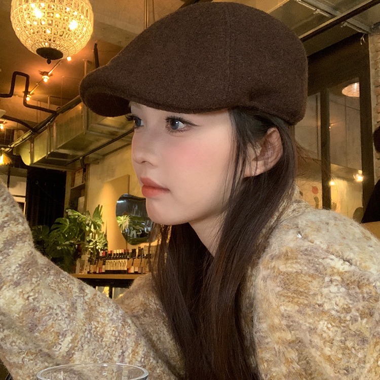Japanese woolen beret hat for women in autumn and winter, versatile retro progressive hat, fashion painter hat, work hat