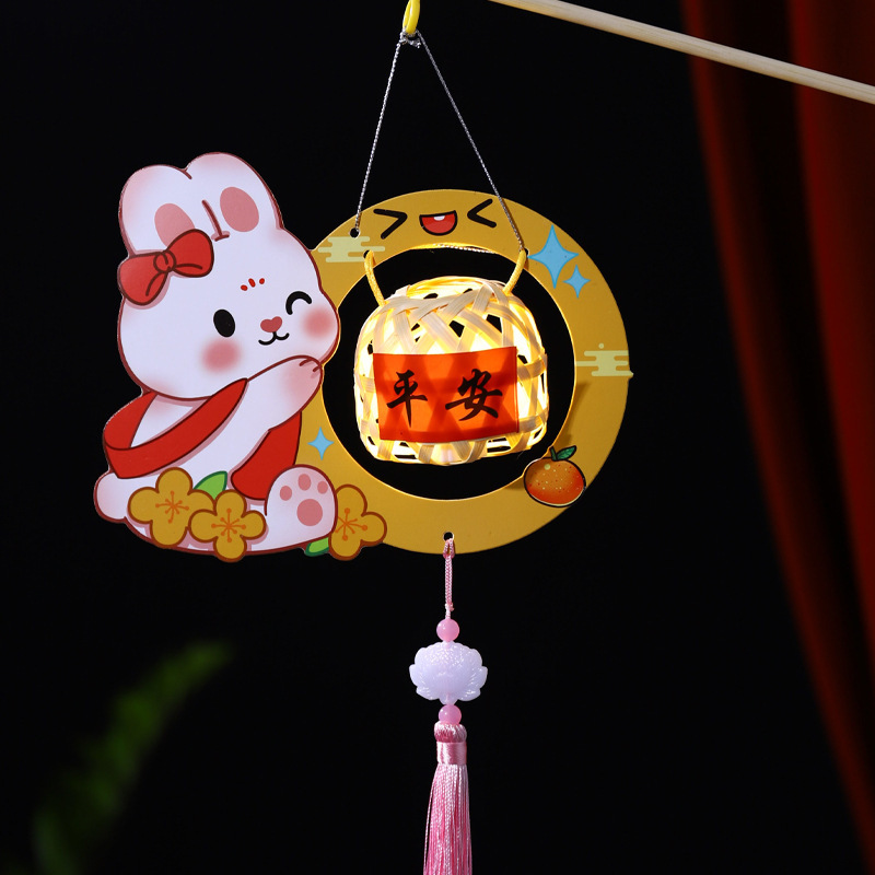 New Mid-Autumn Festival lantern diy handmade children's portable national style rabbit lantern palace lantern bamboo woven small lantern