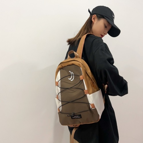 School bag niche ins junior high school students high school students lightweight backpack American fashion contrast color men's backpack spot wholesale