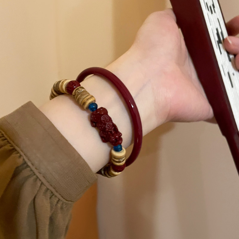 New Chinese style coconut shell cinnabar beaded bracelet for women ins niche design retro temperament versatile jewelry
