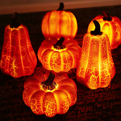 New Amazon Cross-border Halloween Pumpkin Lantern Glowing Resin Pumpkin Halloween Costume Props Desktop Ornaments