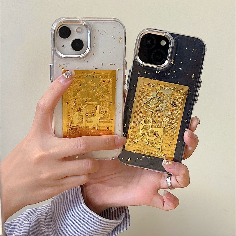 Apple 15promax gold glue phone case iphone14 fortune text 12 suitable for 13 national style protective cover
