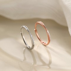 Line Ring Japanese Simple Cross Ring Temperament Fashionable Exquisite Row Diamond Index Finger Ring Cold Style