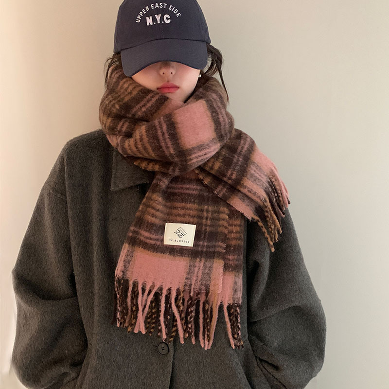 2024 New Maillard Premium Plaid Scarf Women's Winter Korean Style Shawl Dual-Purpose Spring and Autumn Thickened Warmth Trend