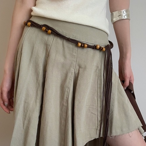 Bohemian ethnic style black braided waist rope women's dress sexy lace up belt y2k waist chain trendy