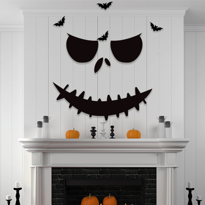 Halloween Decoration Scar Mouth Door Sticker Party Home Indoor Wall Window Decoration Cartoon Girl Wall Sticker