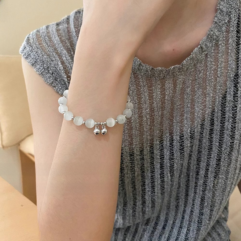 Cat's eye stone bell bracelet for women summer ins niche design internet celebrity bestie bracelet high-end light luxury exquisite hand jewelry