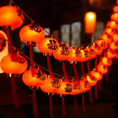 Solar outdoor lights for home Spring Festival red lanterns balcony garden atmosphere decoration New Year arrangement colorful light strings