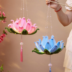 Mid-Autumn Festival twisted stick lotus lantern diy material package rabbit lantern handmade diy hand-made hand-held lotus lantern ancient style