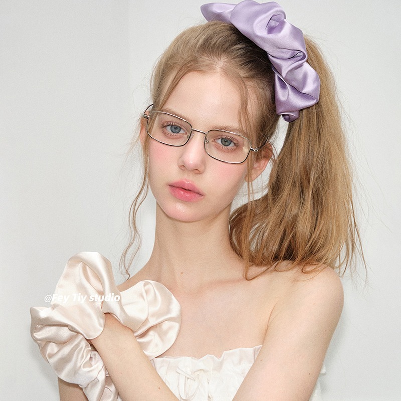 feytiy grape cream flavor~French large intestine hair ring ballet style satin fat intestine hair rope hair accessory summer Korean