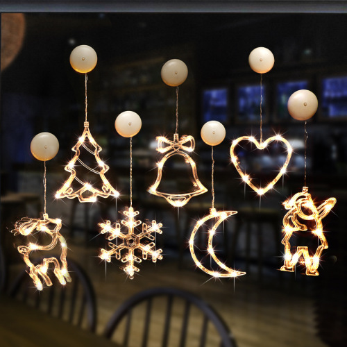 Christmas decoration suction cup lamp glass display window store decoration supplies atmosphere light Christmas tree snowflake pendant