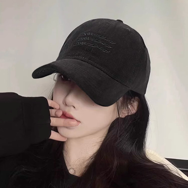 Baseball cap for women 2024 new retro washed brushed sun protection peaked cap Korean style versatile big head hat for women trendy