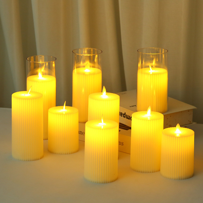 Amazon gear led electronic candle light holiday decoration ins style swing head simulation glass candlelight night light