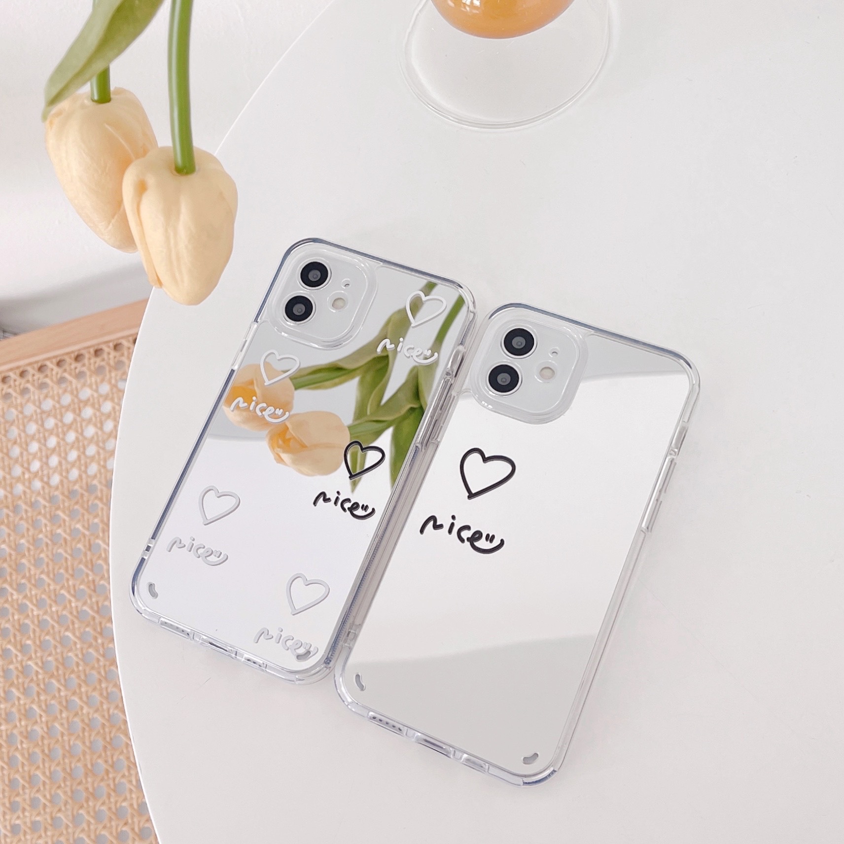 Xiaohongshu same style mirror iPhone13Promax Apple 12 mobile phone case 11 simple xs/xr female model 8plus