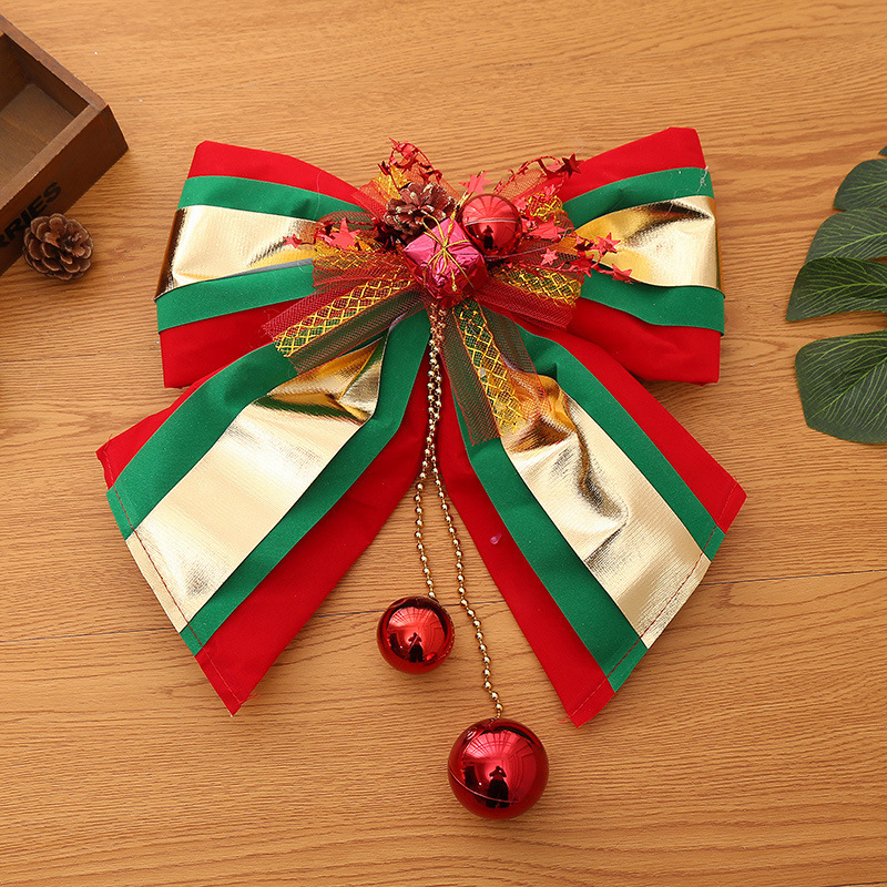 Christmas gold red and green three-color bow Christmas tree decoration accessories pendant hotel shopping mall window decoration