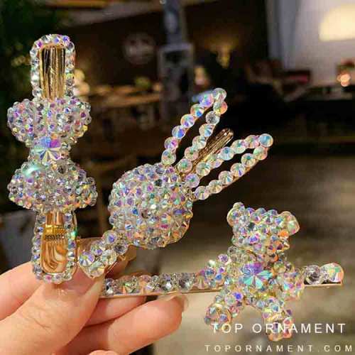 Full diamond bear hairpin Korea Dongdaemun side clip adult girl bangs clip back of the head broken hair clip hair accessories