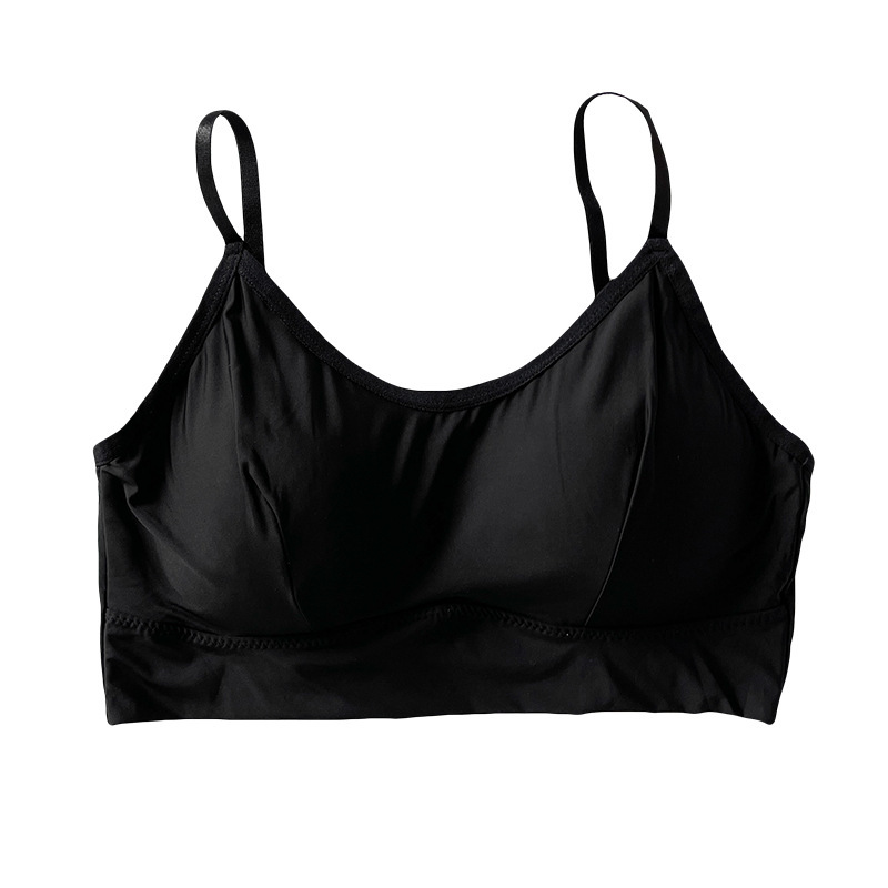 Plus size plus size ice silk underwear women's tube bra wrapped chest cross beautiful back suspender small vest integrated chest pad