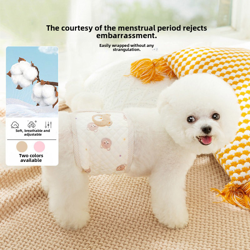 Cute little bear, breathable dog menstrual pants for all seasons, male dog anti-harassment, estrus, menstrual period, adjustable teddy polite