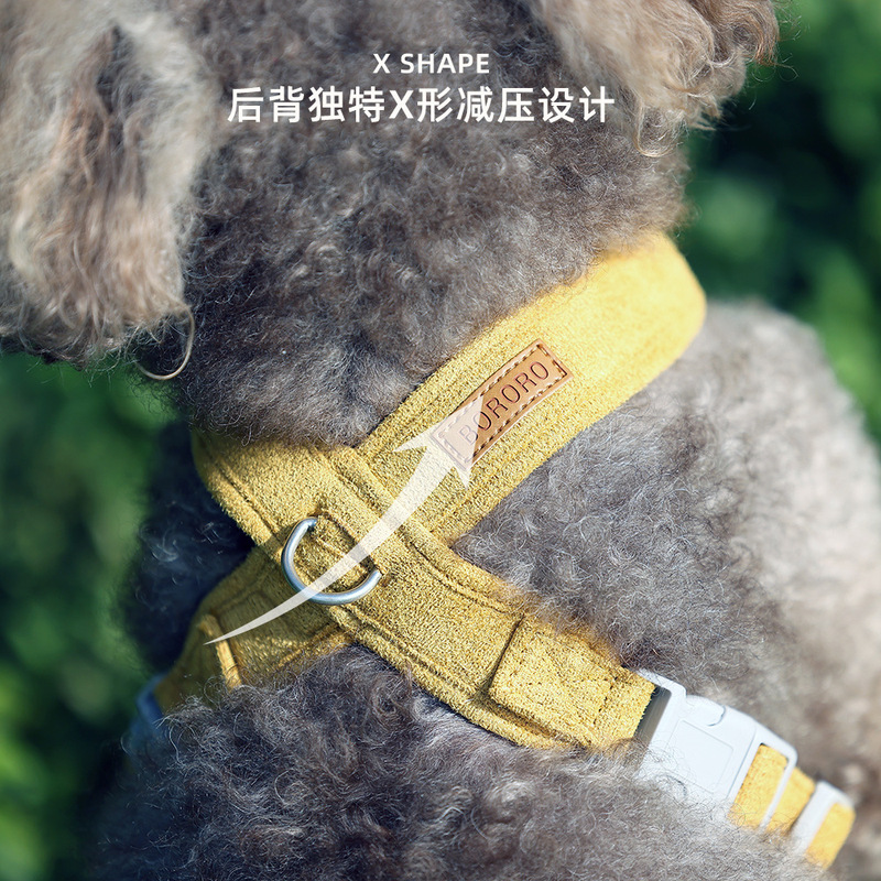 New anti-breakaway vest-style pet harness for small and medium-sized dogs suede cat and puppy dog ​​walking rope
