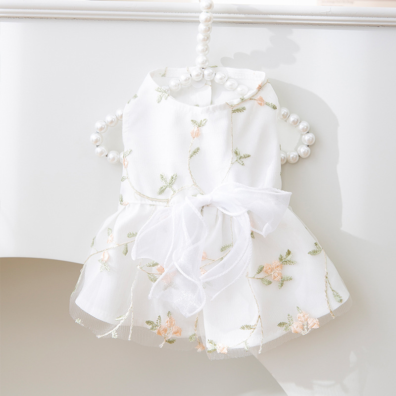 New spring and summer puppy three-dimensional bow dress cat princess style skirt thin pet dog clothes