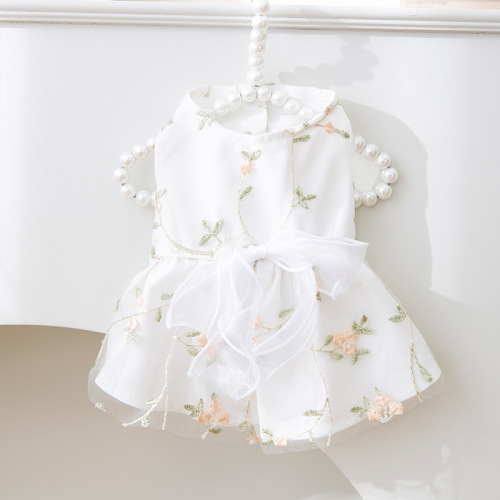 New spring and summer puppy three-dimensional bow dress cat princess style skirt thin pet dog clothes