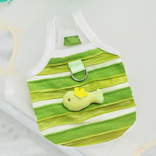 Striped puppy clothes, small fish three-dimensional traction sling, thin breathable puppy cat pet clothing