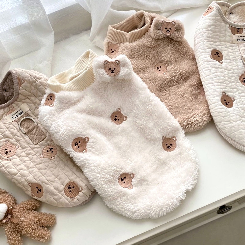 Embroidered cat fleece Teddy Bichon Yorkshire autumn small puppy dog ​​clothes autumn and winter clothing