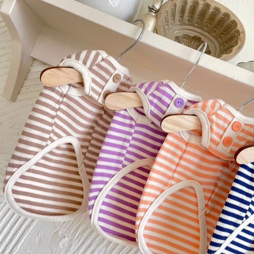 Simple striped puppy knitted vest Teddy Bichon small and medium-sized dogs and cats biped pet clothes