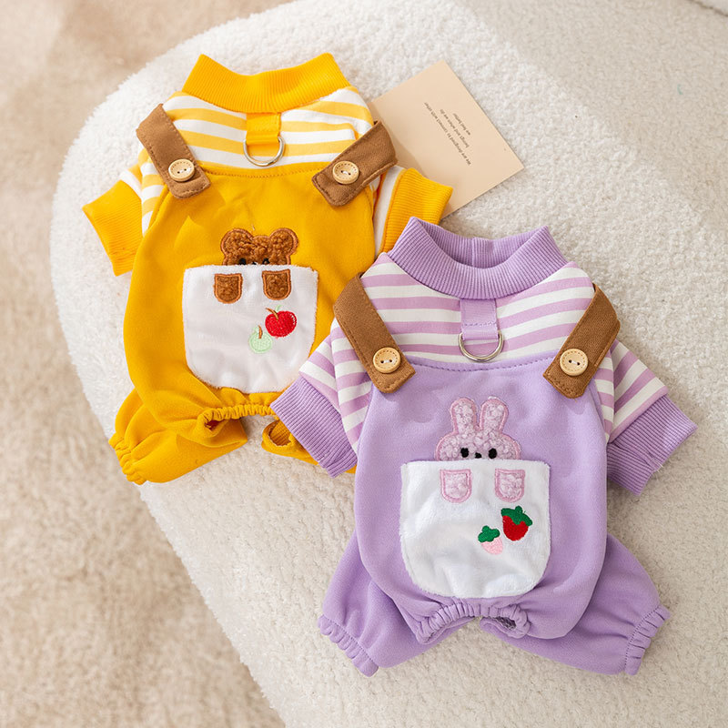 Dog overalls fake two-piece cute animal traction four-legged Teddy Bichon small dog autumn and winter pet clothes